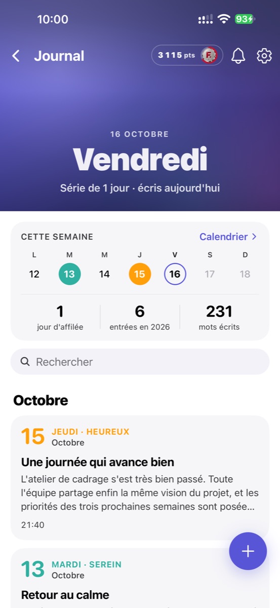 ForgeMe journal, with the week and the latest pages