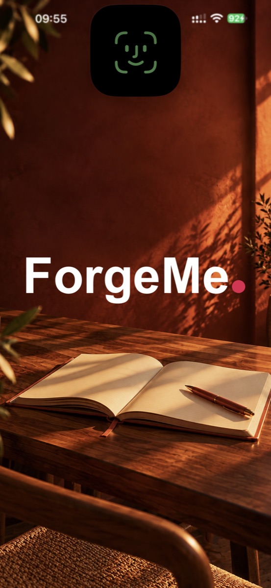 ForgeMe unlock screen with Face ID